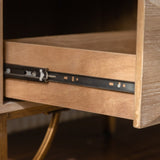 47.24" Light Wood 6-Drawer Dresser - Geometric Relief Chest of Drawers with Gold Metal Legs, Modern W3158P307447