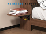 Floating Bed Frame Queen with Led Lights and Charging Station, Wood Queen Size Bed Frame with 65209522