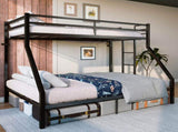 Heavy Duty Twin Over Queen Bunk Bed, Sturdy Metal Bunk Bed Frame with Flat Ladder & Full-Length W5635P531646