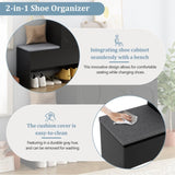 ON-TREND Elegant 2-in-1 Shoe Cabinets with Soft Cushion, Modern Storage Bench with Arched Doors & 12590496