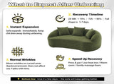 LY-049S Curved Modern Boneless Sofa Loveseat, Backrest Upgrade, 2-Seater Green Chenille Compression W2231P402441