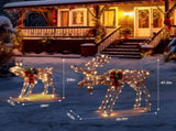 2pcs 4ft 30V 3.6W Moose Family 200LED Leather String Light Garden Moose Decoration Brown 22777896