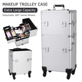 ZNTS 3 in 1 Aluminum Cosmetic Makeup Case Tattoo Box Silver 05913846