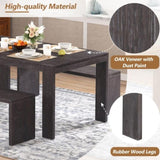 3-piece Farmhouse Style Simple Dining Set, Dining Table and 2 Benches, for Dining Room, Kitchen and 00932248