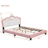 ZNTS Full size Upholstered Princess Bed With Crown Headboard,Full Size Platform Bed with Headboard and WF303337AAH