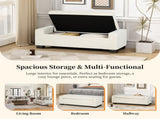 50" Ottoman Bench in Textured Fabric, Rectangular Design with Hinged Lid for Seating, Footrest, and 74862.00WHTTEX
