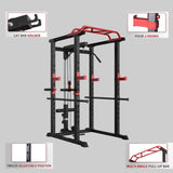 1000LBS Power Cage with LAT Pulldown & Multi-Grip Pull-Up Bar Olympic Squat Rack with Dip Handles 08786952