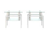 Set of 2, Modern Tempered Glass Tea Table Coffee Table End Table, Square Table for Living Room, 28812852