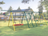 6 in 1 Swing Set With Climbing Frame, Climbing Net, Glider, Hammock Swing, Belt Swing, Basketball W1408P551994