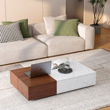 ZNTS Modern style walnut coffee table with two storage spaces W1320P193293