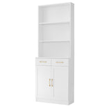 ZNTS Bathroom Storage Cabinet, Cabinet with Two Doors and Drawers, Adjustable Three-layer Open N725P186645W