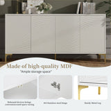 Multi-Functional Storage Cabinet,Four-Door Sideboard with unique texture,Adjustable Shelves, W2696P279989