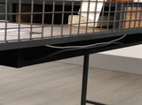 Industrial L-Shaped Desk with 2 Drawers and Shelves, Brown finish B356P402608