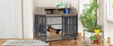 44'' Heavy Duty Large Dog Furniture for Large Medium Dog with Lockable Wheels, Wooden Dog 56691187