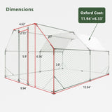 10 ft. x 13 ft. Galvanized Large Metal Walk in Chicken Coop Cage Farm Poultry Run Hutch Hen House 76655870