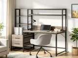 60" Tall Computer Desk, Writing Table with 2 Drawers & Open Storage Shelves 58114459