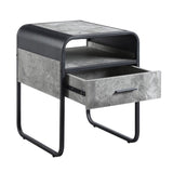 Raziela Concrete Gray & Black Finish End Table with Drawer B2726P244955