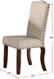 ZNTS Classic Cream Upholstered Cushion Chairs Set of 2pc Dining Chair Nailheads Solid wood Legs Dining HSESF00F1546