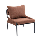 Modern Accent Lounge Chair with Braided Upholstery and Metal Frame, Comfortable Armchair for Living W2215P256511