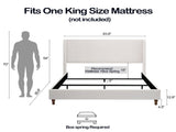 Hayden Upholstered Wingback Bed Size King / Tall 54" Headboard Upholstered King Bed / Without Wooden B083P245049