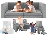 12 PCS Modular Kids Play Couch, DIY Convertible Foam Play Toddler Building Fort Sectional T5880P493403
