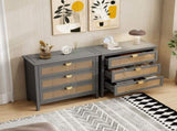 3 Drawer Cabinet,Natural rattan,American Furniture,Suitable for bedroom, living room, study W68858065