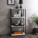 Antique White and Black Bookshelf with 4 Shelf B062P191047