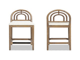 Leon 27" Arched Back Wood & Upholstered Counter Stool, Set of 2, Ivory White Boucle B2719P245956