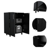 Double Door 27.5" Base Cabinet, With Casters, Two Interior Shelves and lock -Black B20092084