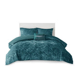 King/Cal King Velvet Duvet Cover Set with Throw Pillow B03596073