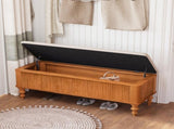 50.8-inch Multi-Functional Ottoman Bench-Solid Rubberwood Bed End Bench with Linen Seat, W1716P409897