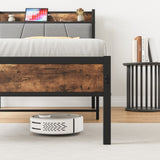 Twin Size Bed Frame, Storage Headboard with Charging Station, Solid and Stable, Noise Free, No Box W840120026