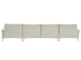 280*130*85 U-Shaped 4-Seat Linen Seat Frame Wooden Frame Back Iron Frame Golden Feet Indoor Modular 61904098