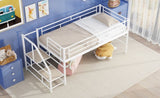 Mid Loft Bed with Storage stairs, Twin, White MF323325AAK