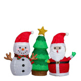 Set of 3 Lighted Santa and Snowman and Xmas Tree Christmasations, Pre-lit Pull Up Holiday 56329969
