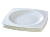 9.25 Inch Square Pasta Bowls Set of 6, 17oz White Porcelain Soup Plates, Microwave & Dishwasher Safe 15883057