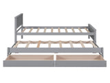 Twin Size Platform Bed with Trundle and Drawers, Gray WF298815AAE