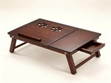 Adjustable Bamboo Laptop Bed Tray with Storage Drawer, 4 Tilt Angles 9"-11.5" Height Foldable Lap 32512780