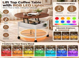 Round Lift Top Coffee Table with RGB LED Lights, 26.8" 26.8" 21.6" 56958172
