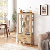 Curio Cabinet Lighted Glass Cabinet Glass Wine Cabinet Curio Display Cabinet with Adjustable Glass W2275P199814