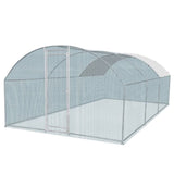 19.7x9.8x6.5ft Large Metal Chicken Coop with Run, Walk-in Poultry Cage with Waterproof Cover & Arc 16128601