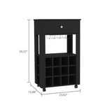 ZNTS Ambler 1-Drawer 12-Bottle Wine Cabinet Black Wengue B06279976