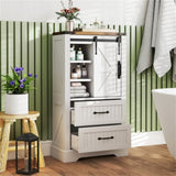 White Farmhouse Accent Cabinet - Barn Door 2 Drawers Adjustable Shelves 21927553