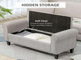 50-Inch Button Tufted Storage Bench with Rolled Arms & Wood Legs, Gray 11065906