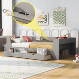 Twin Size Daybed with Shelves, Drawers and Built-In Charging Station, Gray WF306024AAE