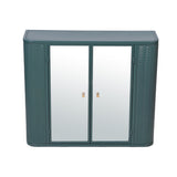 Army Green Wall-Mounted Bathroom Cabinet with Mirror, 2 Mirrored Doors & Open Shelf, Farmhouse Metal W3122P272875