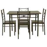 ZNTS Walnut and Dark Bronze 5-Piece Rectangle Dining Set B062P153843