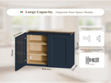 33" Navy Blue Shaker Wall Cabinet Solid Wood with 2 Adjustable Shelves Ready-to-Assemble for T2950P511192