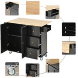 Rolling Mobile Kitchen Island with Solid Wood Top Locking Wheels,52.7 Inch Width,Storage Cabinet WF287035AAB