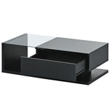 ZNTS ON-TREND Modern Coffee Table with Tempered Glass, Wooden Cocktail Table with WF303936AAB